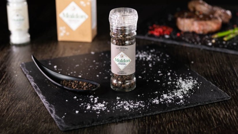 Maldon pepř – celý | Skleněný mlýnek Maldon pepř – celý | Skleněný mlýnek