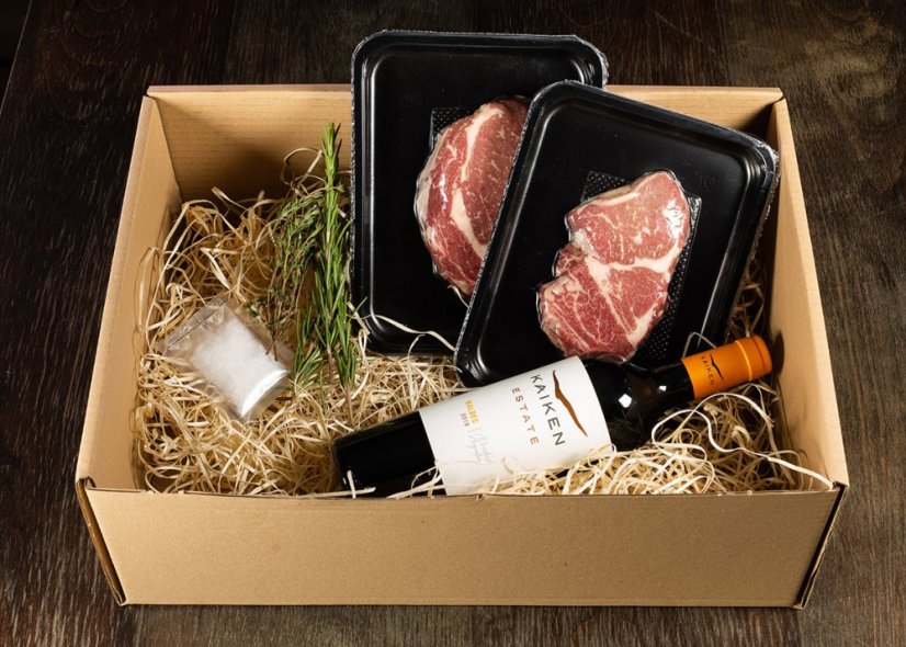 2x Rib Eye steak & Malbec víno